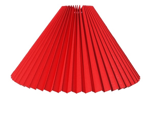 Plissé Rød bomuld, Top 13 cm, Side 25 cm, Bund 39 cm, montering Top TNF-Stel til stor fatning (2 delt)